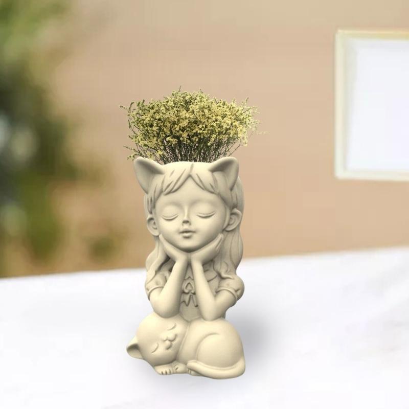 Molde de silicone para vaso de concreto, vaso de flores suculentas, argila, cimento, gesso, faça você mesmo, casa, jardim, vasos de flores, molde