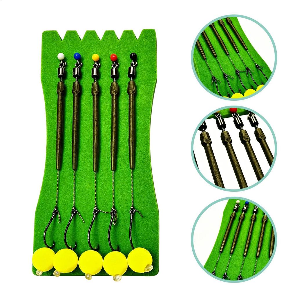 5 Pezzi Amo da Pesca Montatura Pre-legata Amo Metallico per Pesce Persico con Galleggiante per Mare Stagno Lago Fiume Pesce Gatto Trota Crappie Salmone