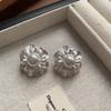 Round and glossy three-dimensional flower pearl stud earrings brushed light luxury fashion high sense elegant versatile earrings women