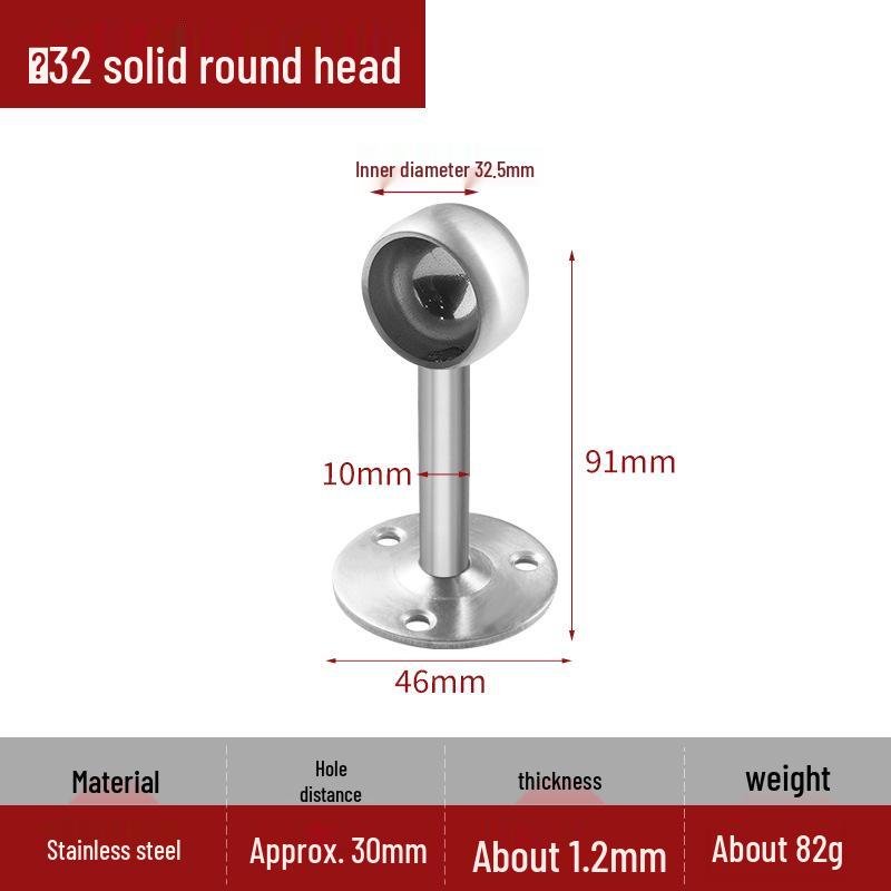 Stainless Steel Round Flange Base Wardrobe Clothes Rail Holder and Towel Rack Fixing Accessories.