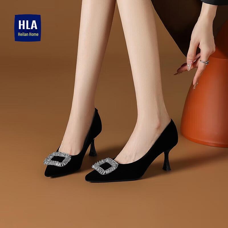 HLA Women s Elegant Pointed-Toe Rhinestone Pumps 36