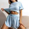 Women Summer Pajama Set Loose Breathable T-shirt and Shorts Loungewear
