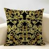 Gold European Style Retro Cushion Cover Natural Linen Organic Fabric DoubleSided Printing Room Sofa Decor Pillow Case