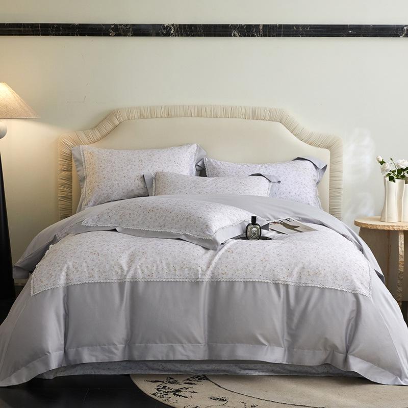 

2025 Роскошный сатиновый комплект постельного белья из 4 предметов из 100% хлопка-сатина с длинным штапелем 60-х годов 4-piece 1.8m Bed Sheet Set - Duvet 200x230cm