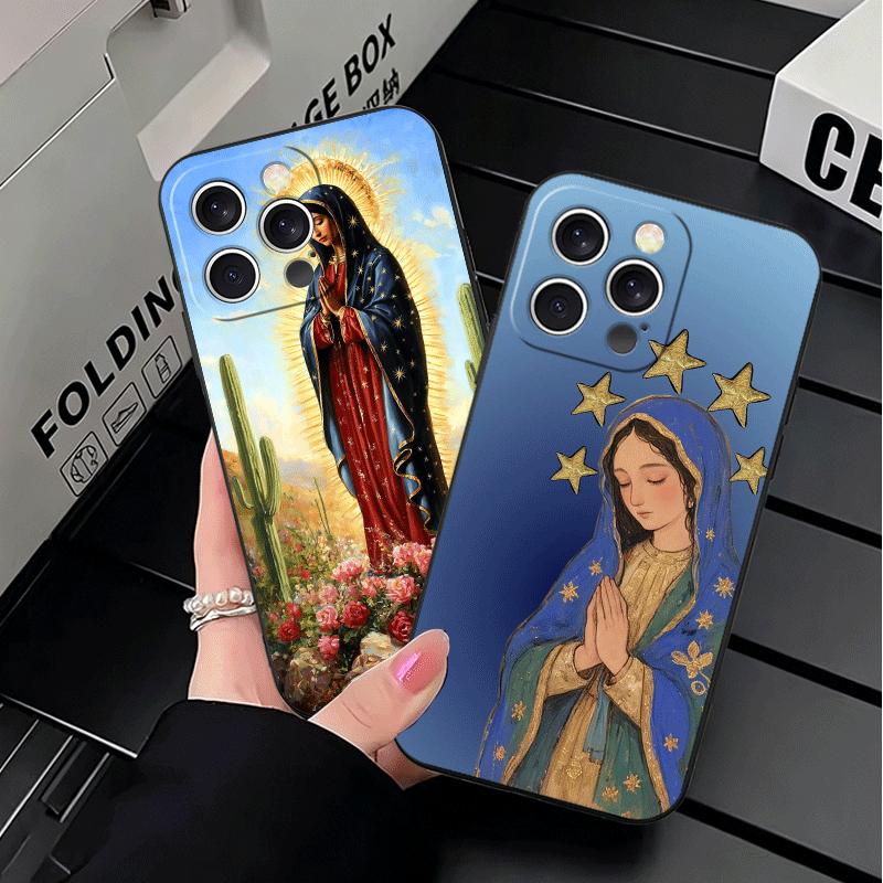 Virgen Mary Virgin De Guadalupe Soft Phone Case for iPhone 16 16E 17 Air 15 Pro Max 14 Plus 13 Mini 11 12 7 Black Cover Back She