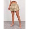 Women High Waist Drawstring Solid Cake Short Skirt Casual Summer Halfbody Skirt