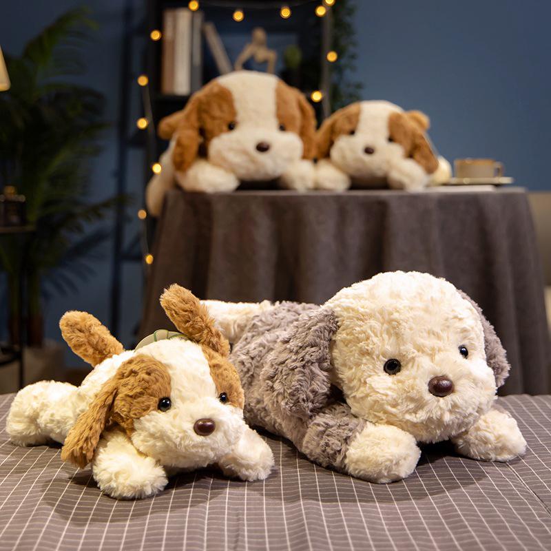 New Smiley Face Lying Down Dog Plush Toy - Cute Soothing Doll for Sleep