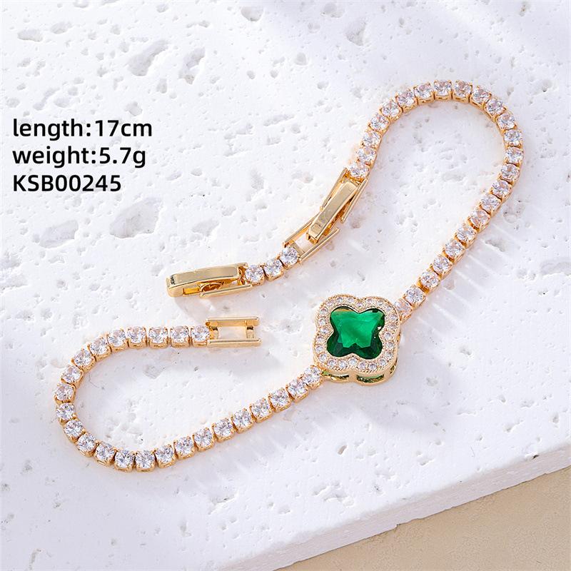 Copper inlaid zircon clover women's bracelet