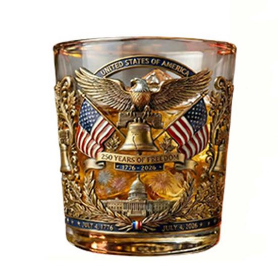 America 250th Anniversary Glass We The People Whiskey Glass Liquor Bourbon Cocktail Glass Patriotic Gift for Father's Day or Veterans