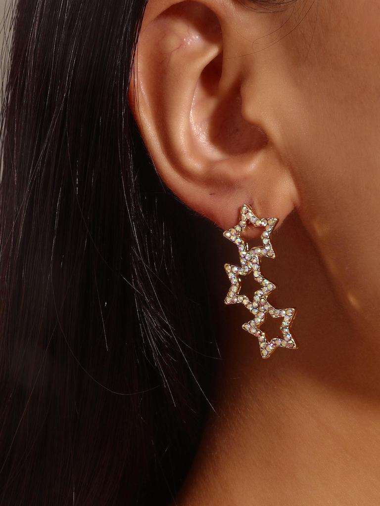 Colorful Star Pentagram Stud Earrings for Women - European and American Fashion Jewelry