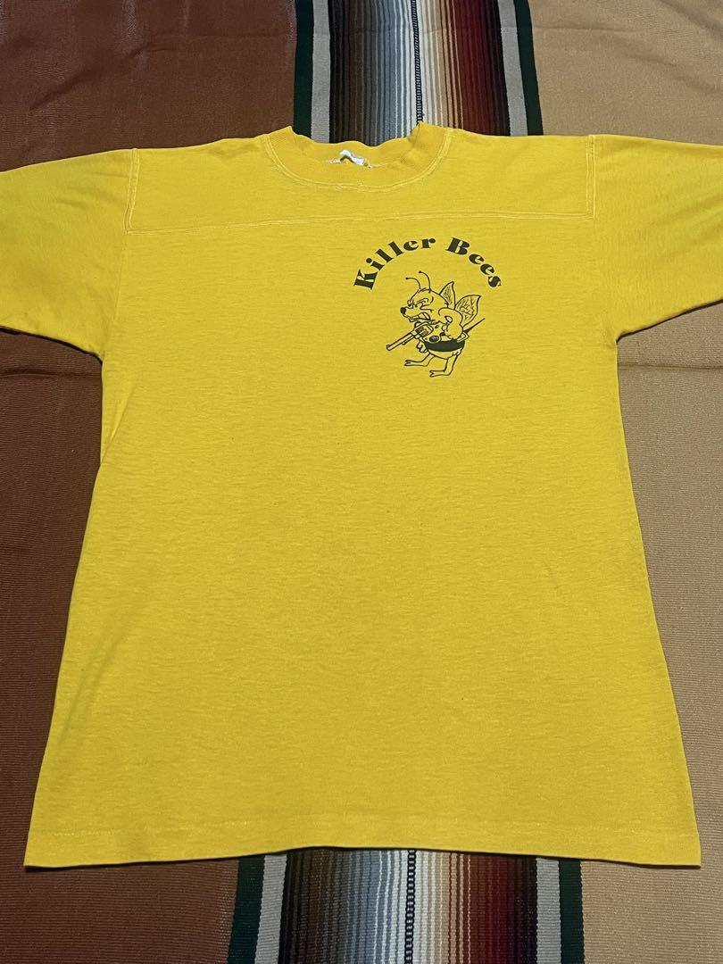 

[USED] 60s USA Made Football T-Shirt, Killer Bees Mustard