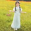 Women's Neo Chinese Style Summer Slimming Children's Ancient Style Improved Suit Skirt Long Pants Set Chinese Style