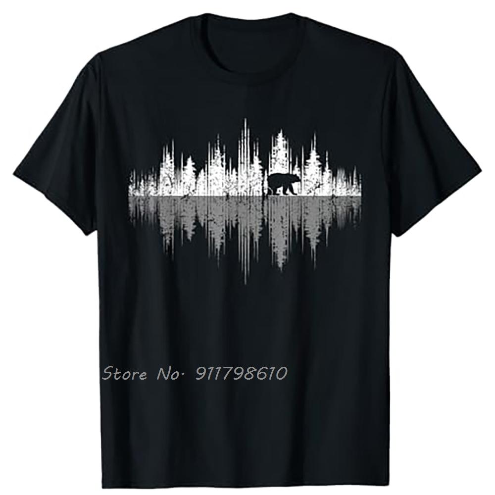 Trees Reflection Wildlife Natur Animal Bear Outdoor Forest Cotton Tshirt Fashion Oversized T-shirt Men Clothing Unisex Tops Tees