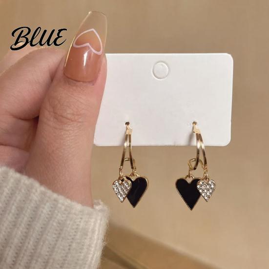 Dangle Earrings Love Heart Women Rhinestone Drop Sparkling Valentine's Day