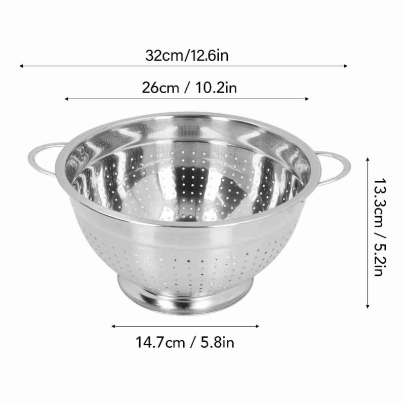 Fruit Strainer Basket Multipurpose Stainless Steel Vegetable Fruit Kitchen Colander Bowl For Pasta Fruit Noodle 26cm / 10.2in