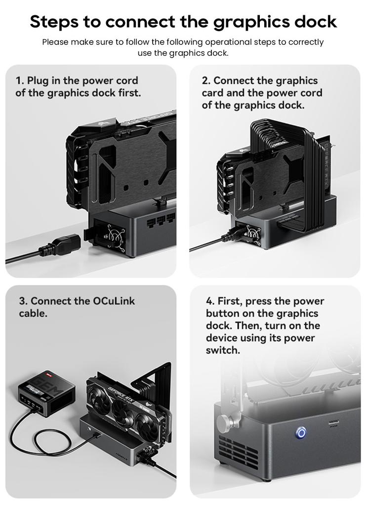 Dock eGPU AOOSTAR AG01 con Porta Oculink, Alimentatore Integrato da 800W, Ampia Compatibilità Supporta Interfaccia TGX Hot-swap Spina EU