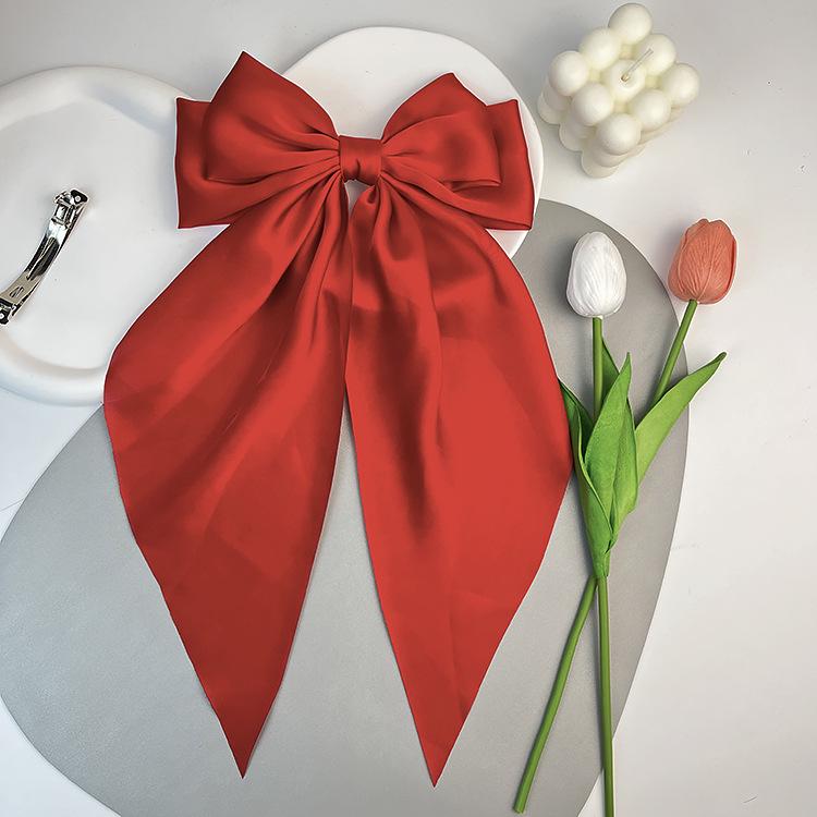 Exclusive Red Bow Hair Clip – Elegant Temperament Spring Style Accessory