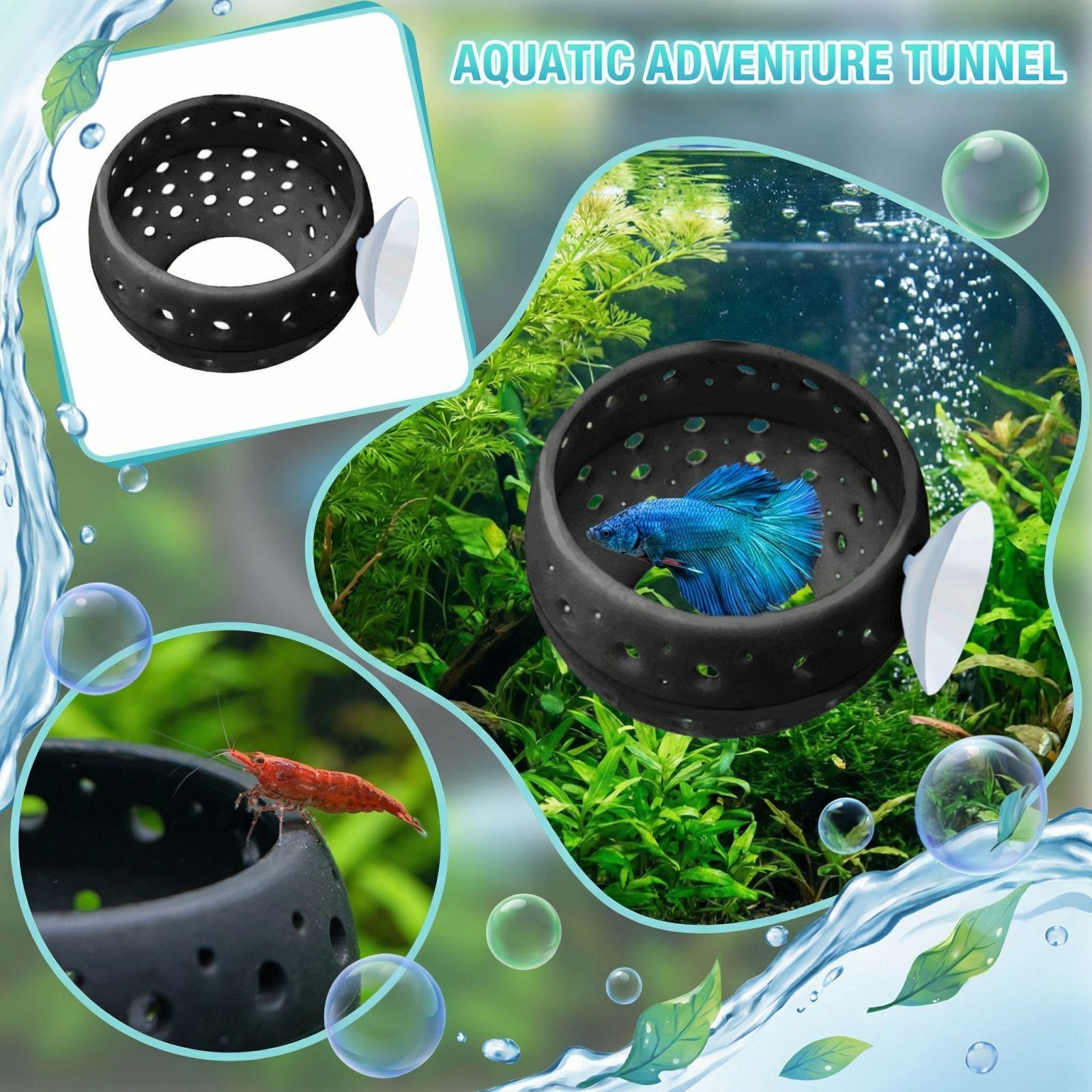 Aquarium Fish Tank With Suction Cup Tunnel Fish Toy One Size чёрный