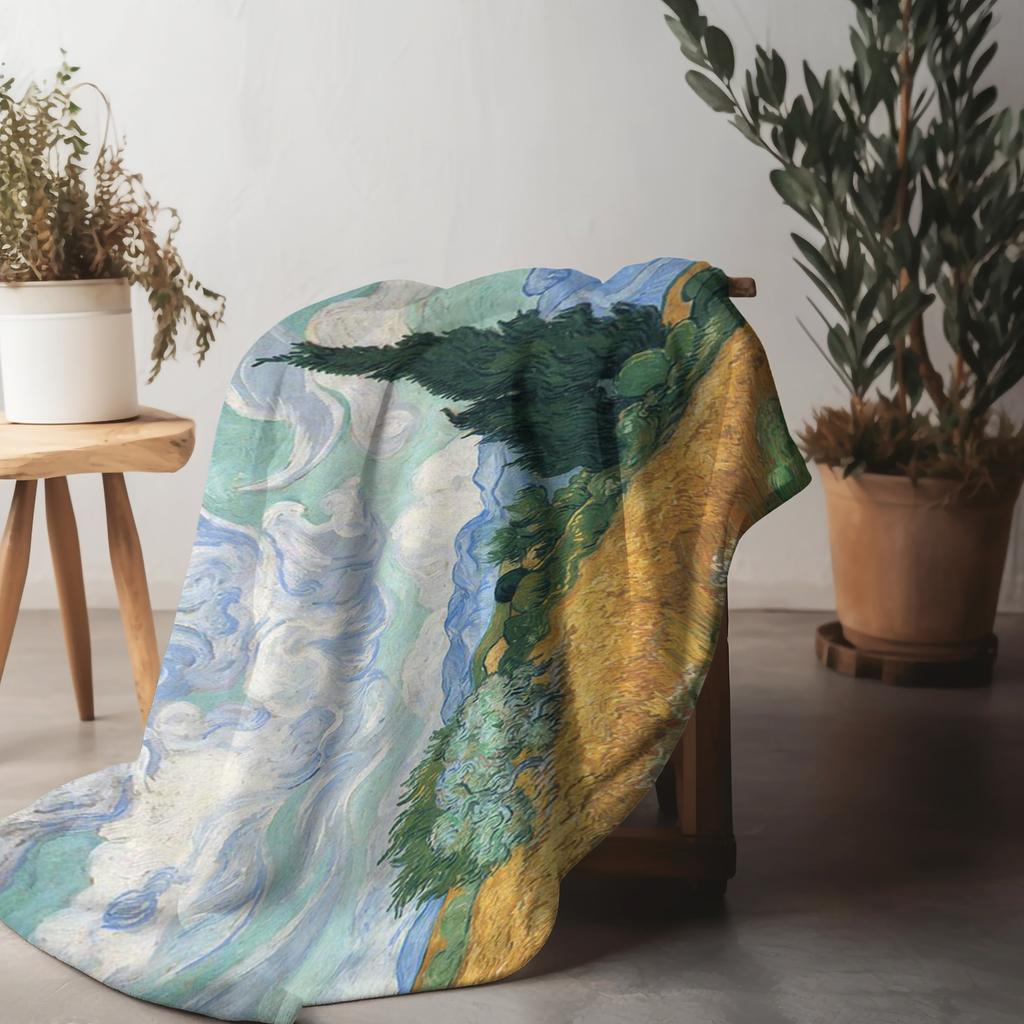 Van Gogh Famous Art Sunflowers Printed Blanket, Sofa,Bedroom,Bed Home Office Nap Blanket ,Funny Gift Thermals,Travel Blankets
