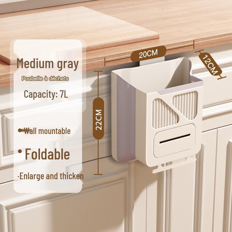 

Punch-Free Wall-Mounted Foldable Trash Can for Kitchen, Cabinet, or Bathroom