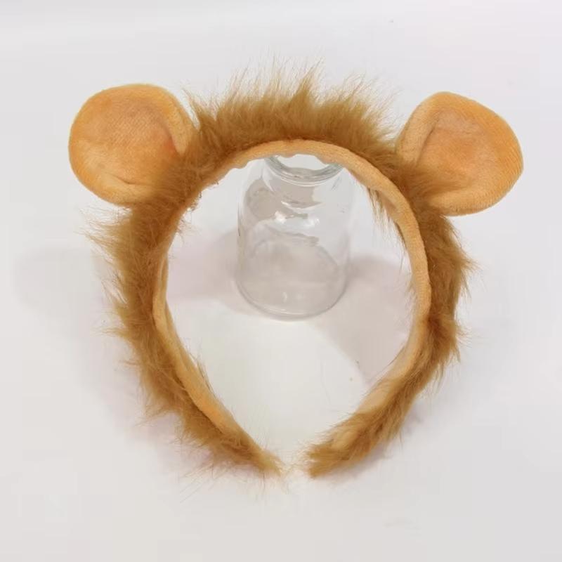 Woman Plush Lion Ear Headband Carnivals Cosplay Animes Character Hair Decor Makeup Live Broadcast Cosplay Party Headpieces