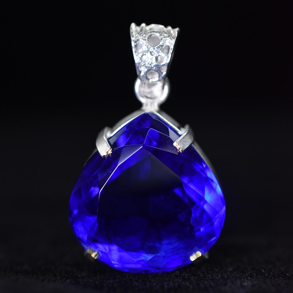 Pear Cut 53.5 Ct Blue Topaz 925 Sterling Silver CERTIFIED Gemstone Pendant MY-PD-148-NS