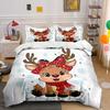 Christmas Reindeer with Bow Bedding Duvet Cover Set Duvet Cover Pillowcases (1*Duvet Cover 2*Pillowcases, Without Duvet Insert)