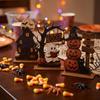 Vintage Halloween Wooden Tabletop Sign Trick or Treat Haunted House Statue  Shelf Decor