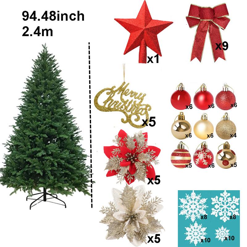 2.1/2.4/3m Large Christmas Trees Set DIY Christmas Tree Decoration Home Decor Party Holiday Ornament Red Christmas Tree Dropship