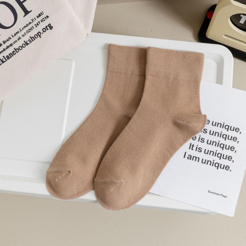 Solid Color Postpartum Socks for Women, Mid-calf Socks for Spring and Summer, Simple Women's Socks