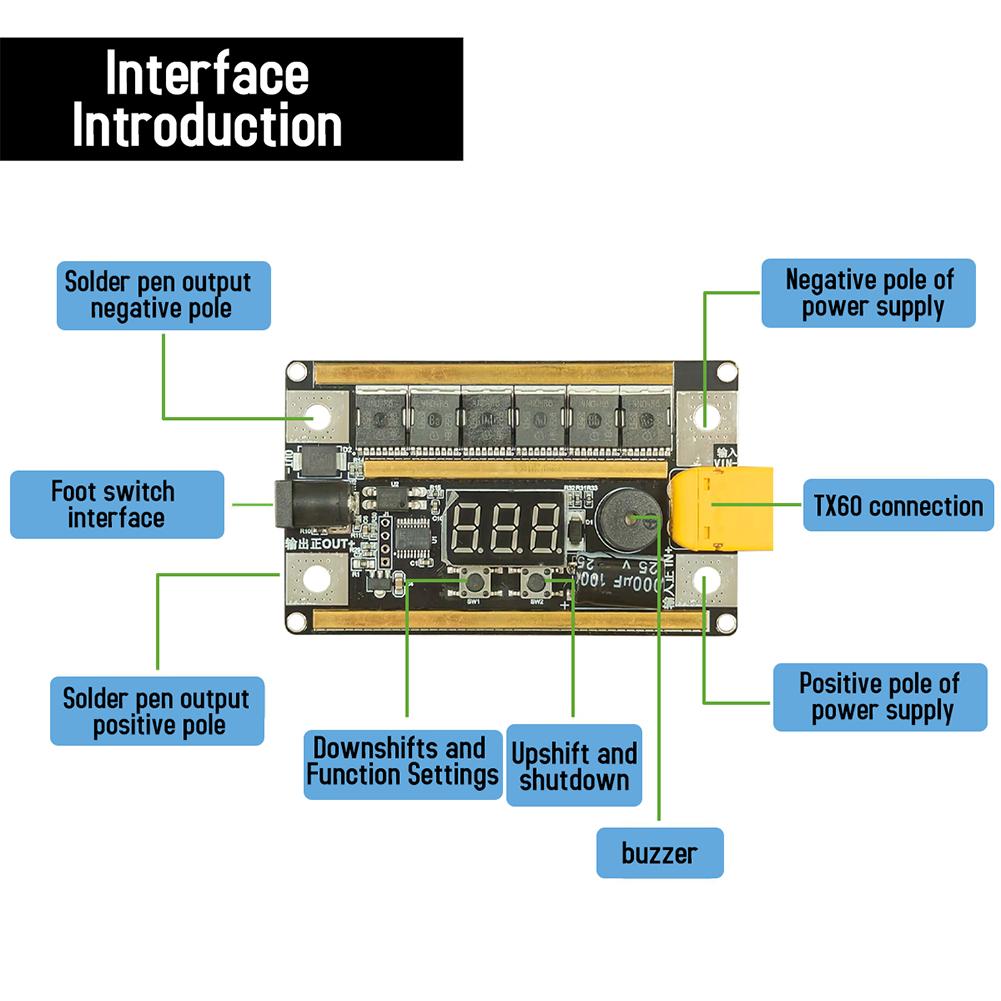 GX591 Lithium Battery Spot Welder Digital Tube Display 12V Mainboard Welder with Automatically Trigger Welding for 18650 Battery