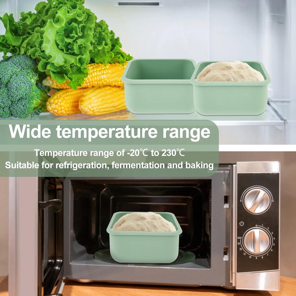 2Pcs Pizza Dough Proofing Box Baking Tool Food Box Heat Resistant Silicone Dough Boxes Fermentation Box for Fridge Bakery Making