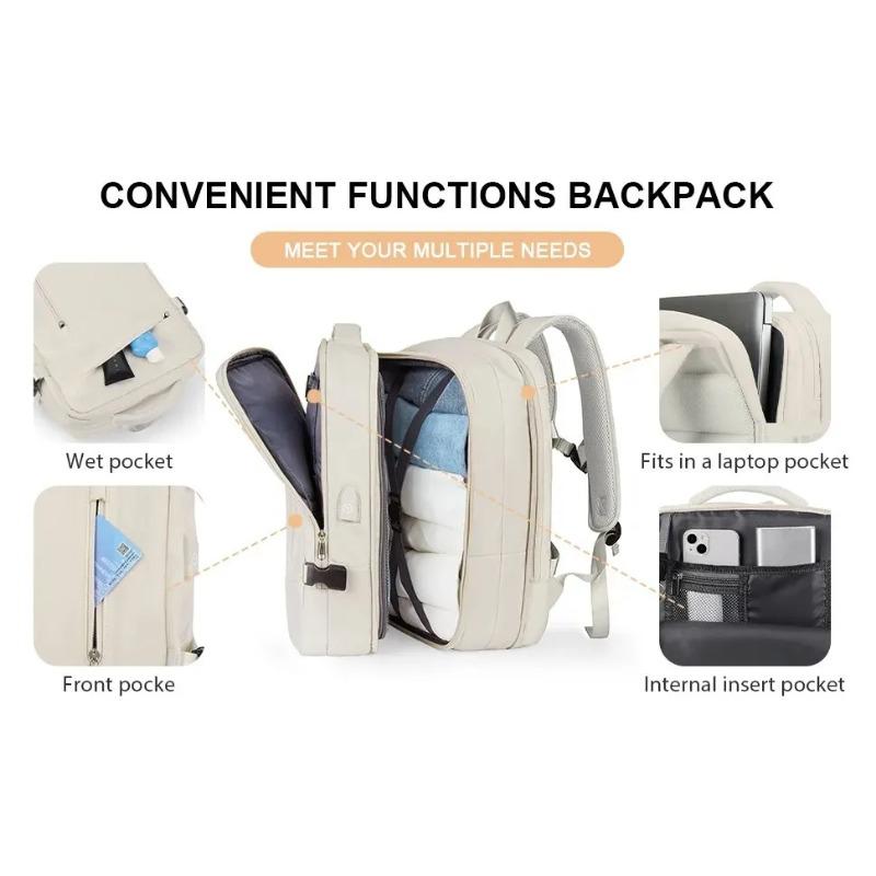 40L Travel Backpack for Women Expandable Weekender Hiking Laptop Backpack with USB Port Large Waterproof Men's Backpack