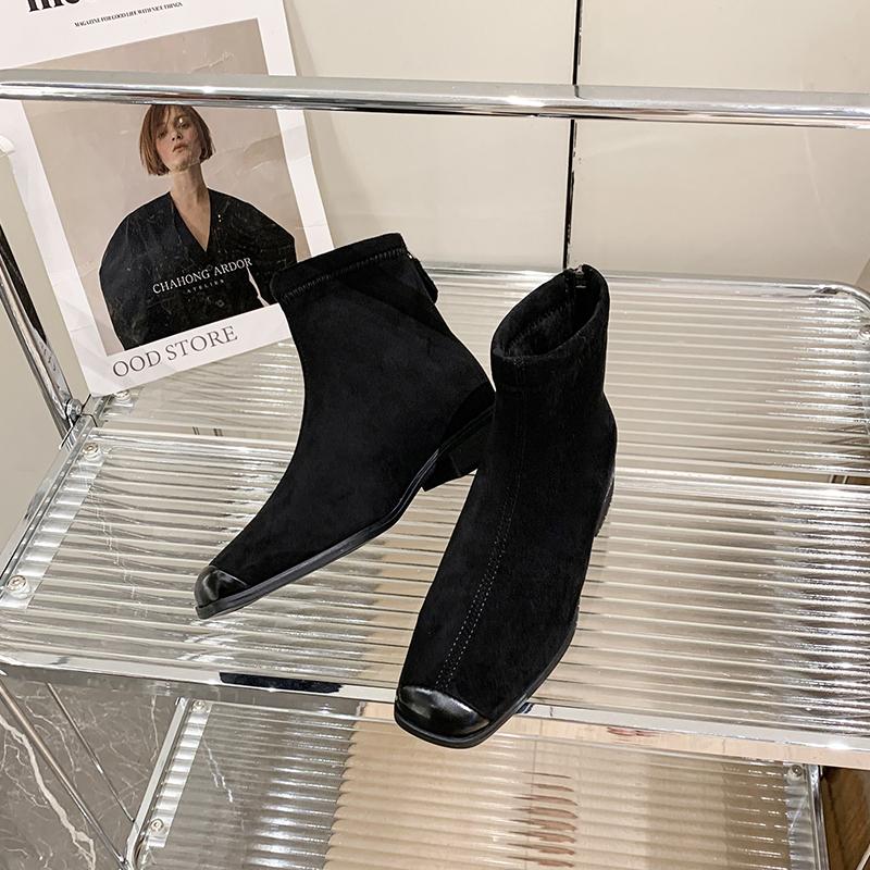 Mode Damen Stiefeletten Niedrige Absätze Klobig Mode Wildleder Freizeitschuhe Frau Winter Neu 2025 Trend Designer Gemütlich Schnee Botas De Mujer