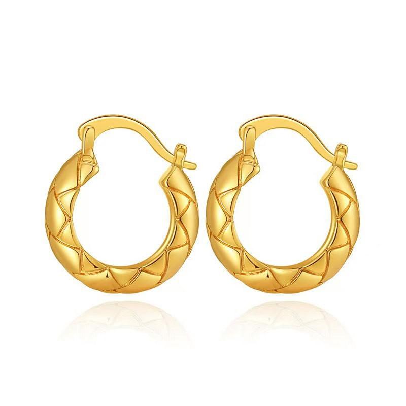 Korean Simple Ring Texture Design Earrings Women'S Fashion Light Luxury High Sense Personalized Versatile Stud Earrings Ear Jewelry