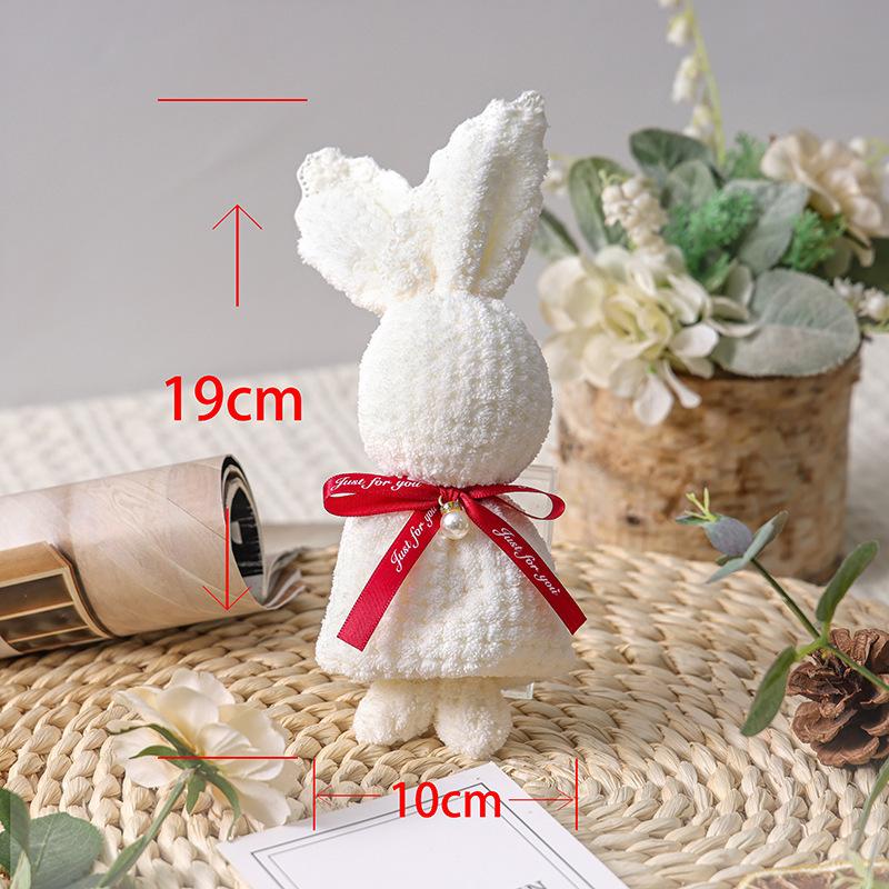 1pc Cartoon Cute Coral Velvet Bear Towel Square Towel Holiday Birthday Wedding Valentine's Day Souvenir Gift Household Washcloth