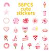 56 Watercolor Pink Cartoon Graffiti Stickers Girl Heart Account Notebook Decorative Material Stickers