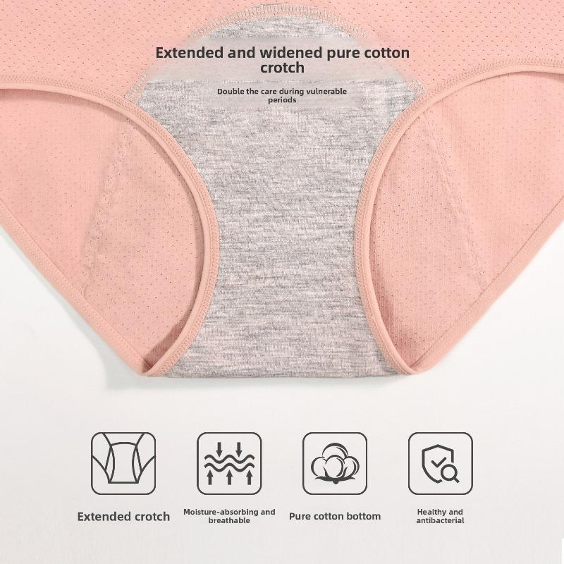 Ladies Spring and Autumn Cotton Wide and High Period Anti Side Leakage High Waist Breathable Underwear