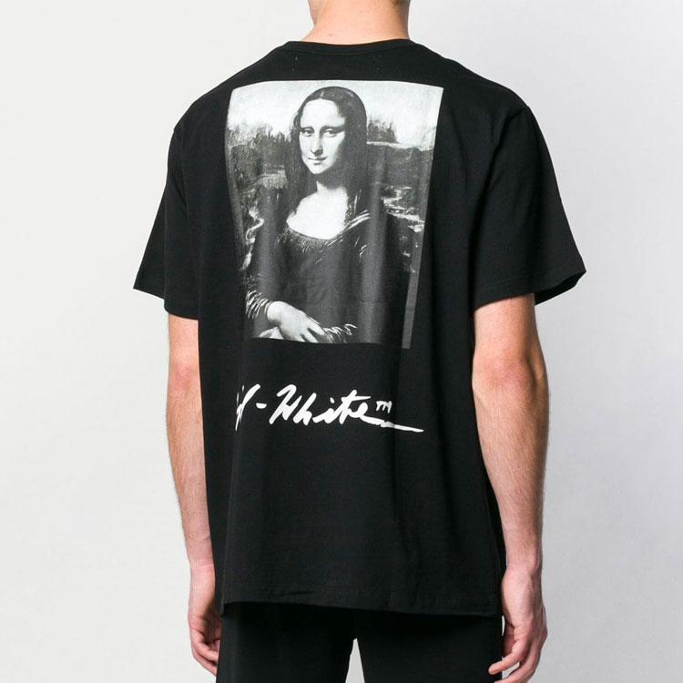 Off-White Mona Lisa Print Short Sleeve T-Shirt Men Tops Black OMAA038S191850051020