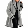 Women's Fashionable Autumn and Winter Multicolor Round Neck Loose Hooded Woolen Coat Color Blocked Edge Women's Coat