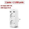 EU Power Socket European Standard Converter Extension Power Socket 2-Pin Plug Spain Germany AC Converter Adapter For Home Use