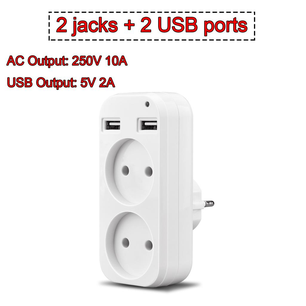 EU Power Socket European Standard Converter Extension Power Socket 2-Pin Plug Spain Germany AC Converter Adapter For Home Use