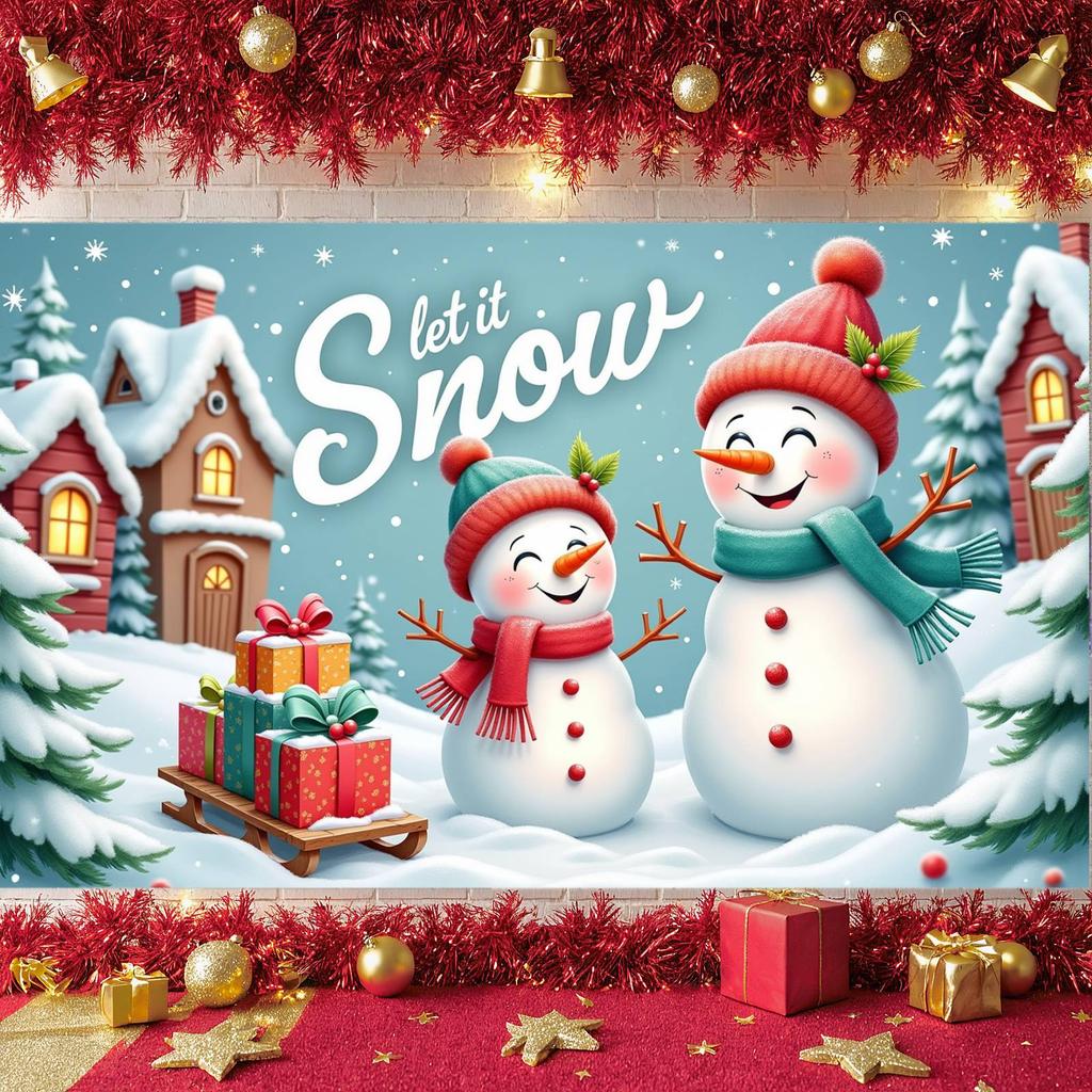 Winter Banner Winter Christmas Banner Snowman Banner Snowman Theme For Family Gathering Home Party Snow Day Party