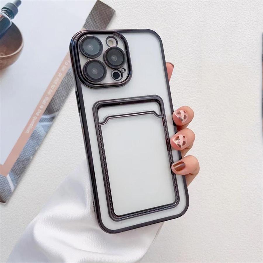 Luxury Plating Frame Wallet Phone Case with Card Holder for iPhone 16 15 14 13 12 11 Pro Max 16 Plus 15 Pro 14 Pro Max Soft TPU Shockproof Case Cover