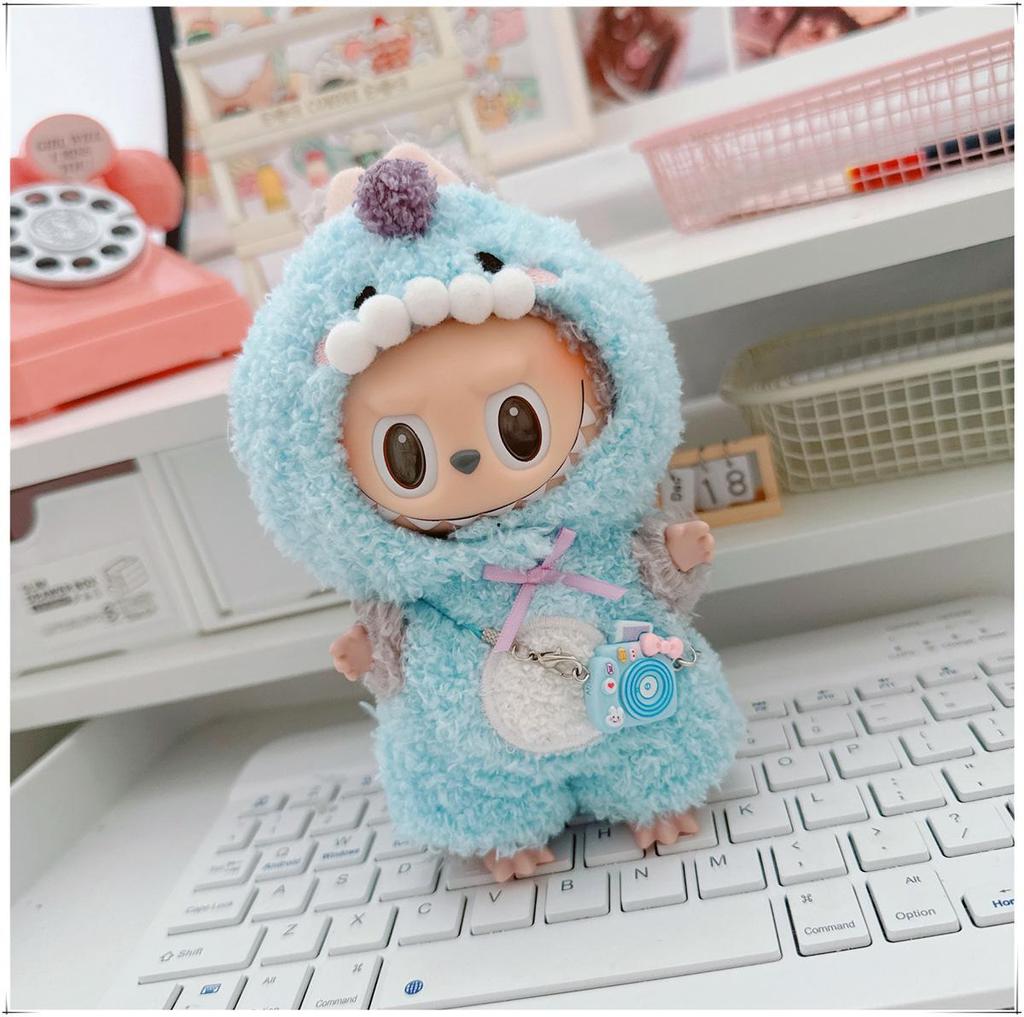 First, Second, and Third Generation Labubu Doll Clothes: 17cm Plush Onesie for 10cm Labubu Dolls, Cute Cartoon Design