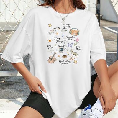 Music Tshirts For Women Cute Fruit Graphic Tees Cottagecore Aesthetic Tshirt Oversized Retro Streetwear Tops