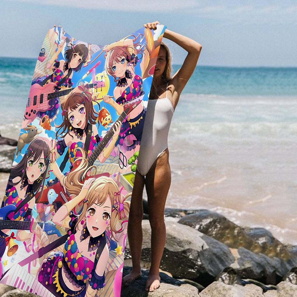 Anime BanG Dream Anime Beach Swimming Towel Soft Absorbent Washcloth Children's Gifts For Kids Travel Camping Gym