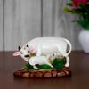 Colorful Cow and Calf Statue Polyresin Statue (12.5 Cm X 7.5 Cm X 7.5 Cm, White and Green)