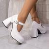 Fashion White Platform High Heels Women's Summer Shoes Thick Heel Single-layer Shoes Buckle Belt Mary Jane Shoes
