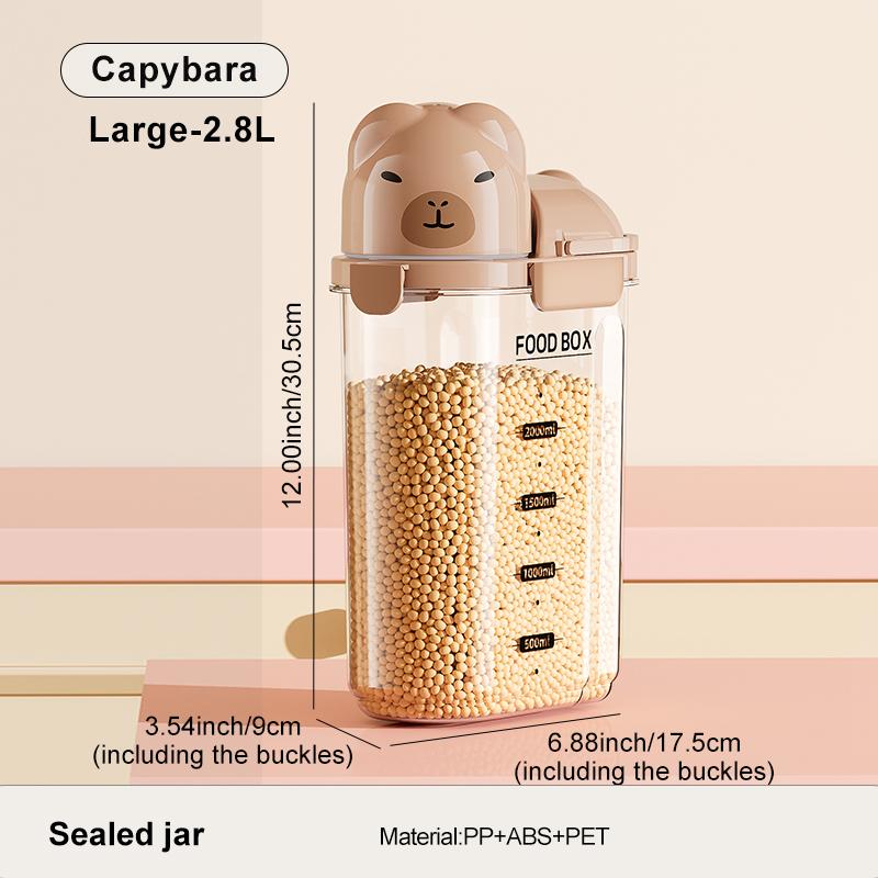 Cartoon-themed airtight storage jars, household dustproof containers, grain storage boxes, large-capacity plastic jars for coffe